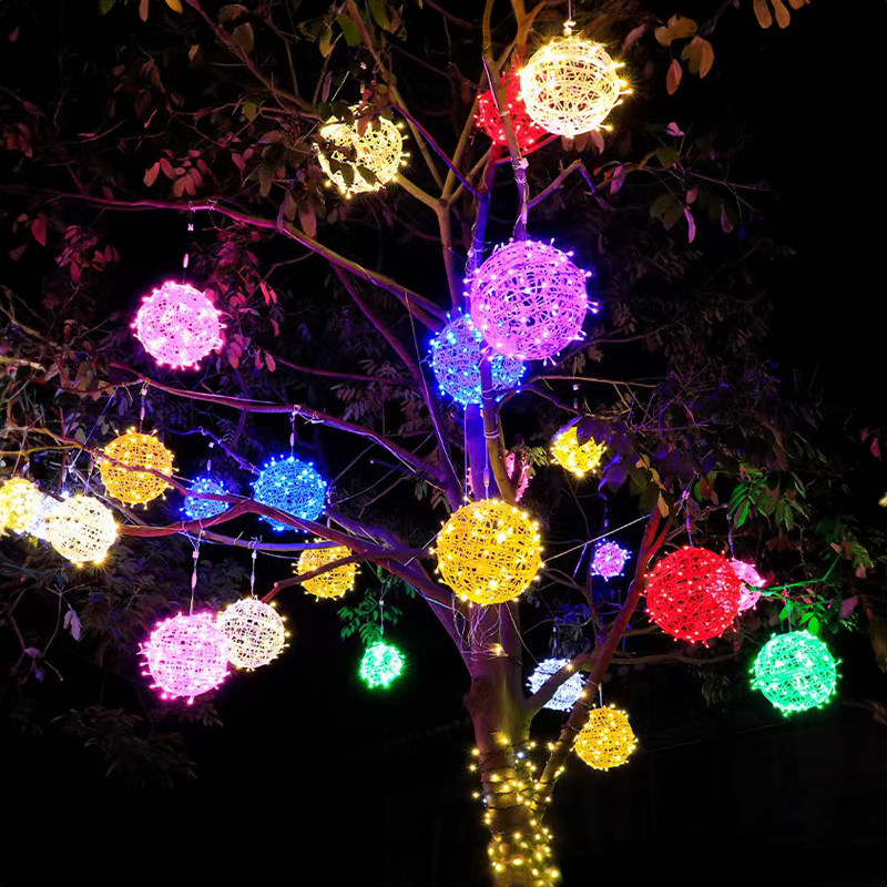 led藤球灯挂树户外彩灯串灯满天星星室外发光灯球庭院布置氛围灯