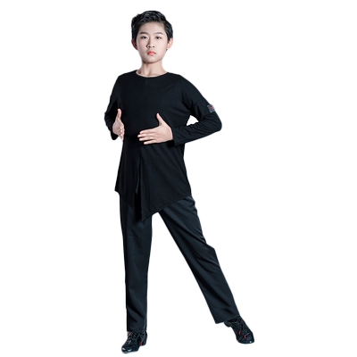 雅色墨画男童宽松拉丁纯棉舞蹈服