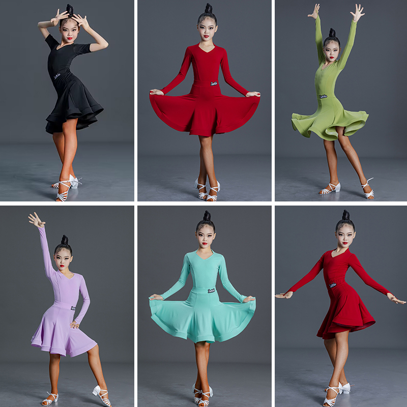 雅色墨画女童专业拉丁规定舞蹈服