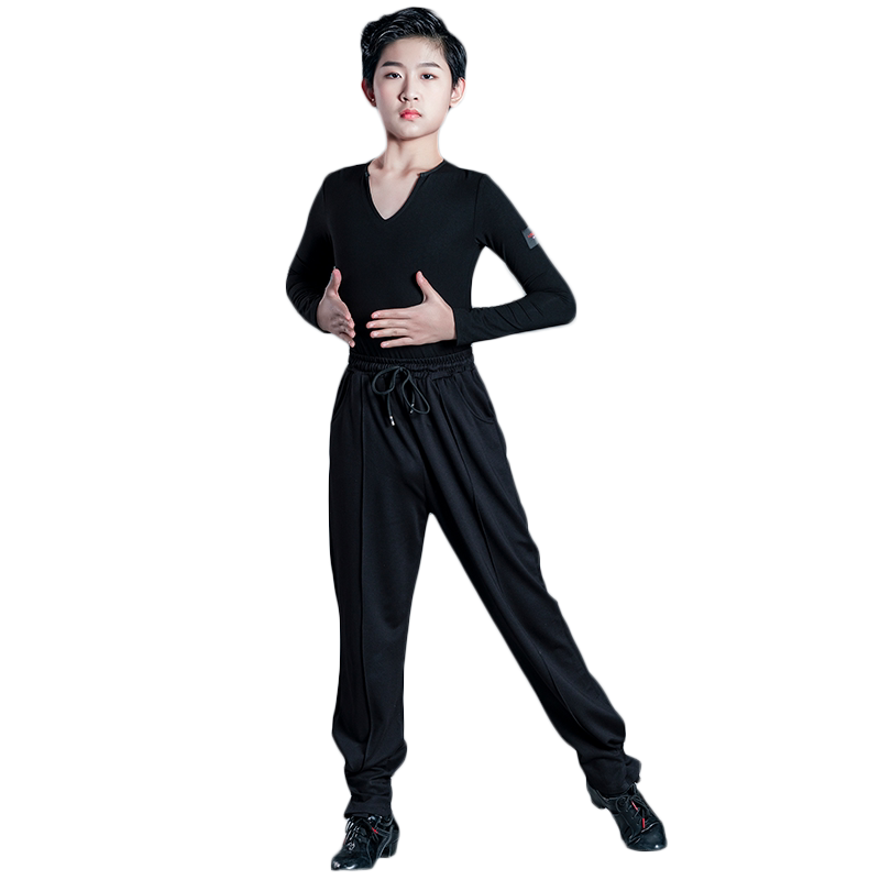 新款男童弹力拉丁裤秋季练功服上衣男孩莫代尔训练服长袖集训服装
