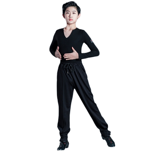 新款男童弹力拉丁裤秋季练功服上衣男孩莫代尔训练服长袖集训服装