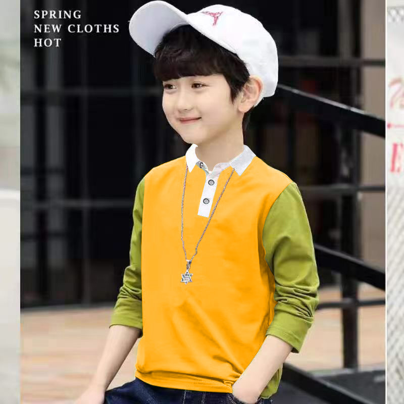 男童长袖条纹t恤春秋新款圆领