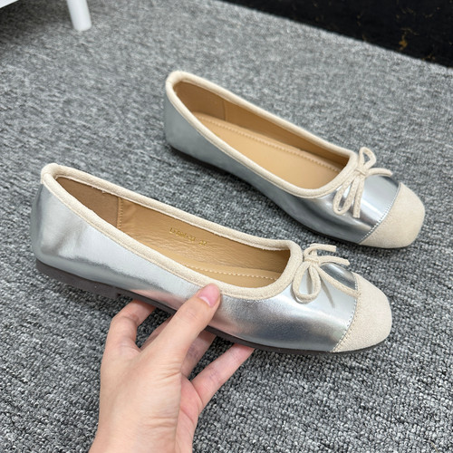 法式拼接蝴蝶结浅口单鞋