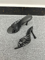 Large-sized round-toed open-toe high heels for foreign trade, versatile and stylish, with thin straps, light and breathable, and thin heels that are anti-slip fashion slippers thumbnail 2