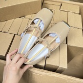 43码 外贸大码 复古风配裙子单鞋 方头浅口平底玛丽珍鞋 法式