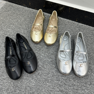 欧洲站 韩版圆头平底玛丽珍鞋大码一字带功能垫轻便舒适浅口单鞋