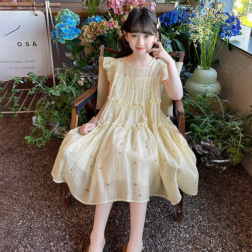 女童连衣裙夏季洋气飞袖公主裙子