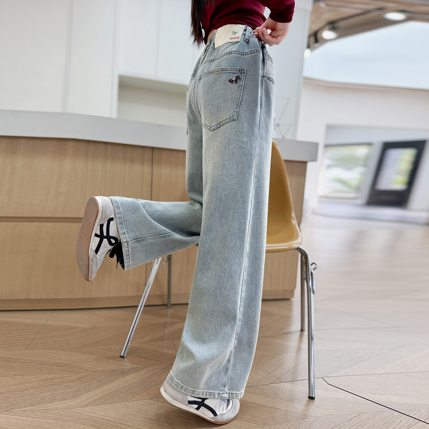 女童牛仔裤春秋2026新款春洋气儿童裤子网红女大童浅色直筒阔腿裤,童装/婴儿装/亲子装,裤子,淘宝优惠券,粉丝福利购,淘宝优惠卷