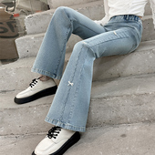 洋气童装 2026新款 女孩洋气微喇牛仔裤 儿童裤 女童喇叭裤 子薄款 春季