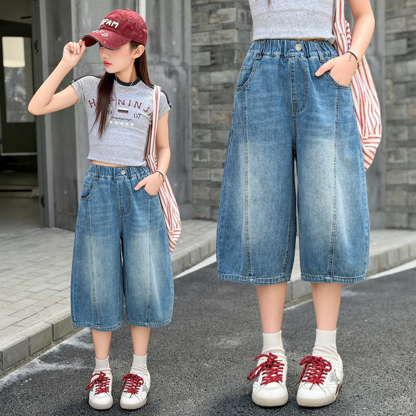 女童牛仔七分裤夏季薄款洋气好看图片