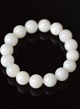 深海白贝壳手串玉化佛珠七宝平安