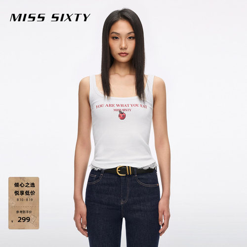 MissSixty印花蕾丝背心