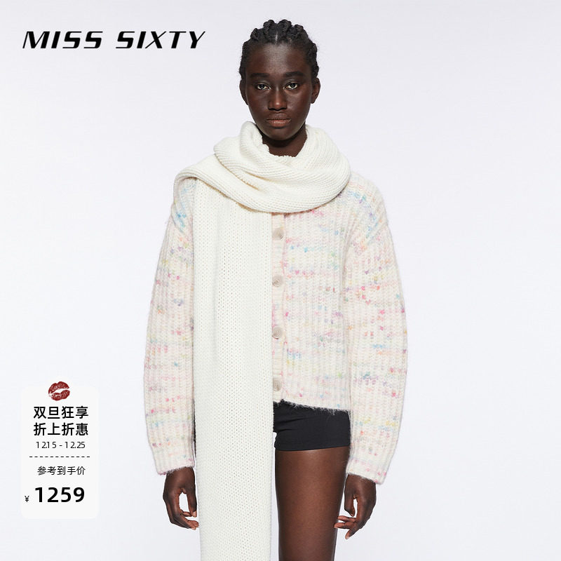 【保暖含羊驼毛】Miss Sixty冬季针织外套女彩点小香风气质