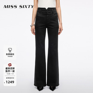 牛仔裤 新款 女高腰修身 显瘦微喇叭裤 Miss 小黑裤 Sixty2025秋季