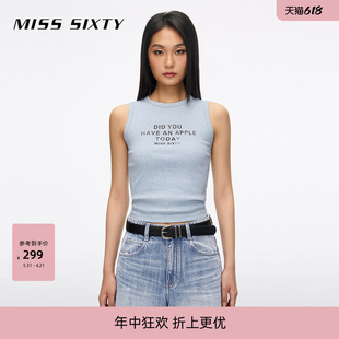 Miss Sixty2026夏季新款T恤女圆领无袖英文印花修身显瘦百搭上衣
