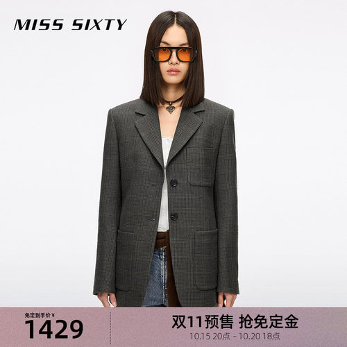 MissSixty羊毛格纹外套