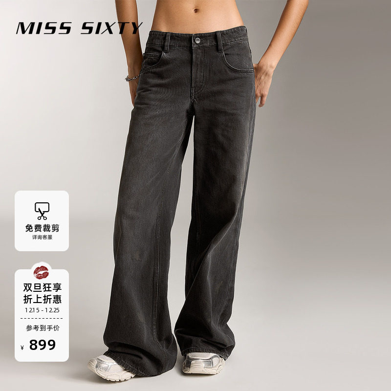 MissSixty废土风黑色低腰牛仔裤