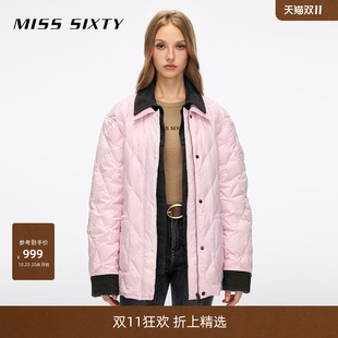 Miss Sixty2026秋季新款牛仔羽绒服女假两件翻领复古90鸭绒外套