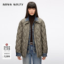 【保暖90鸭绒】Miss Sixty2025秋新款牛仔拼接羽绒服女外套假两件