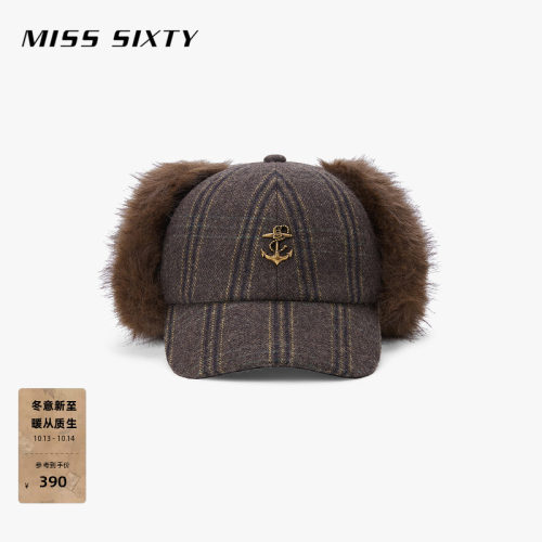 MissSixty格纹拼接棒球帽