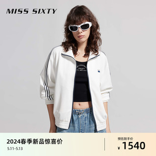 卫衣外套女撞色运动风拉链翻领长袖 Miss Sixty2024春季 新款 休闲