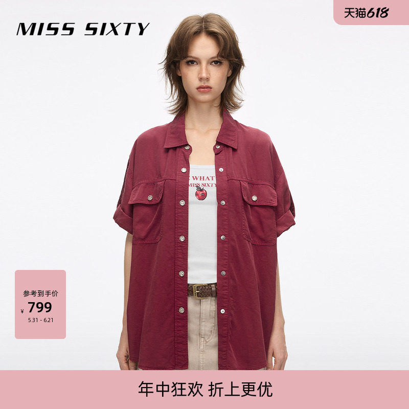 【莱赛尔】Miss Sixty2026夏季新款牛仔衬衫女宽松长款
