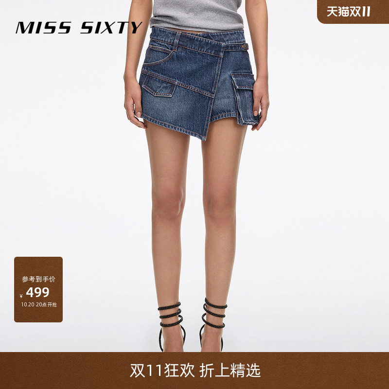 Miss Sixty2026夏季新款牛仔短裤女复古解构式工装风设计裙裤