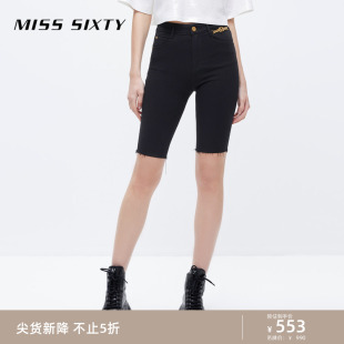 复古毛边黑色显瘦简约百搭街头 女弹力修身 Sixty牛仔短裤 Miss