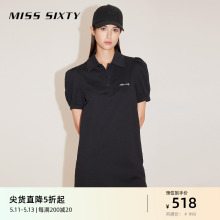 Miss Sixty2024春季新款连衣裙女polo领短袖短裙泡泡袖运动风休闲