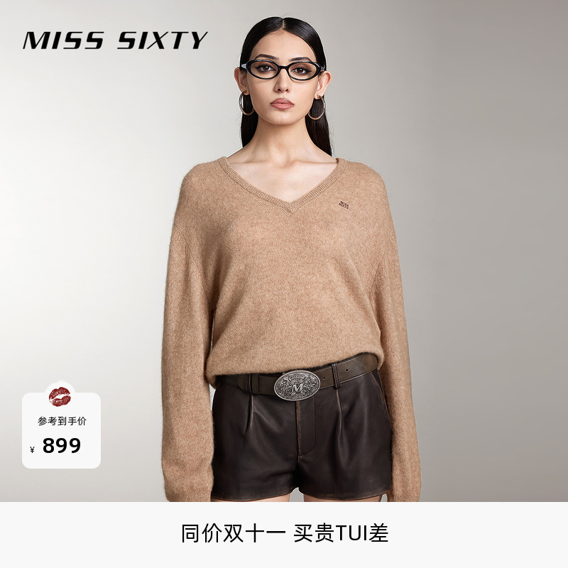 MissSixtyV领刺绣山羊绒针织衫
