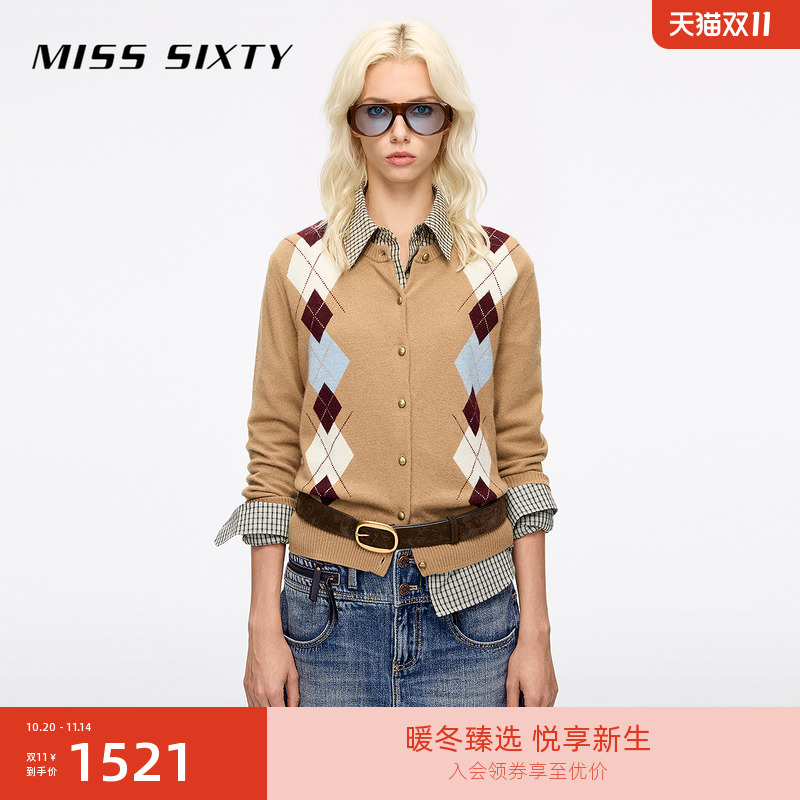 MissSixty菱格针织开衫