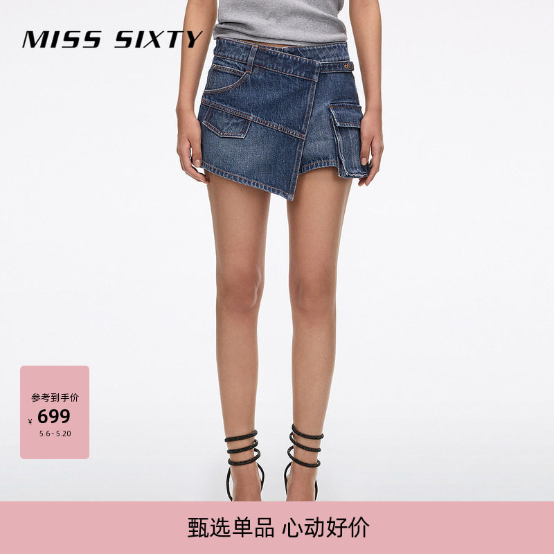 Miss Sixty2026夏季新款牛仔短裤女复古解构式工装风设