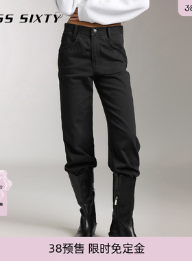【免定金】Miss Sixty牛仔裤女黑色直筒裤显瘦美式复古工装裤设计