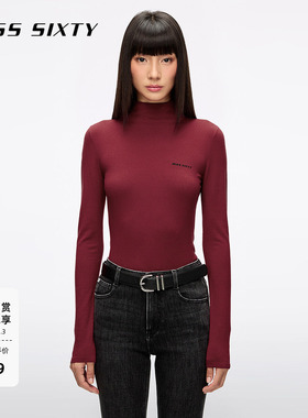 【新年穿搭】Miss Sixty25秋季新款针织衫女高领紧身红色上衣毛衣