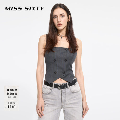 MissSixty双排扣羊毛精纺马甲