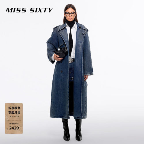 MissSixty复古水洗夹棉牛仔风衣
