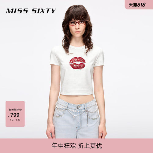 MissSixty唇印烫钻T恤