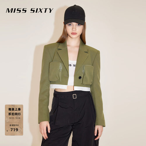MissSixty西装领垫肩一粒扣外套