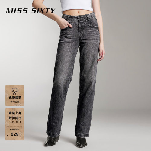 MissSixty复古黑灰直筒牛仔裤