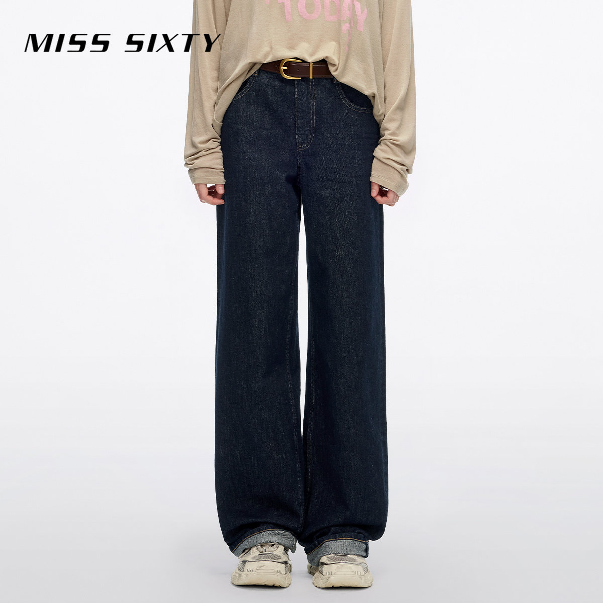 Miss Sixty2026春季新款牛仔裤女中腰棉质百搭通勤休闲