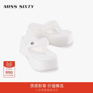 女海边人字拖厚底夹脚百搭唇印 休闲鞋 Miss Sixty2025春秋新款