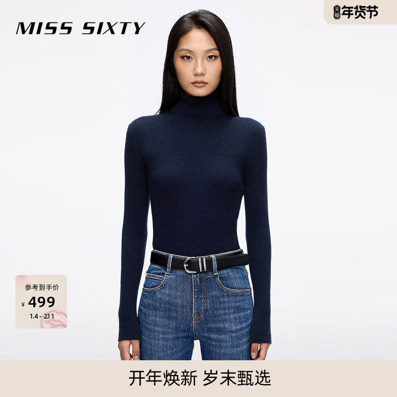 【保暖羊毛羊绒】Miss Sixty25秋新款针织衫高领紧身,女装/女士精品,毛针织衫,淘宝优惠券,粉丝福利购,淘宝优惠卷