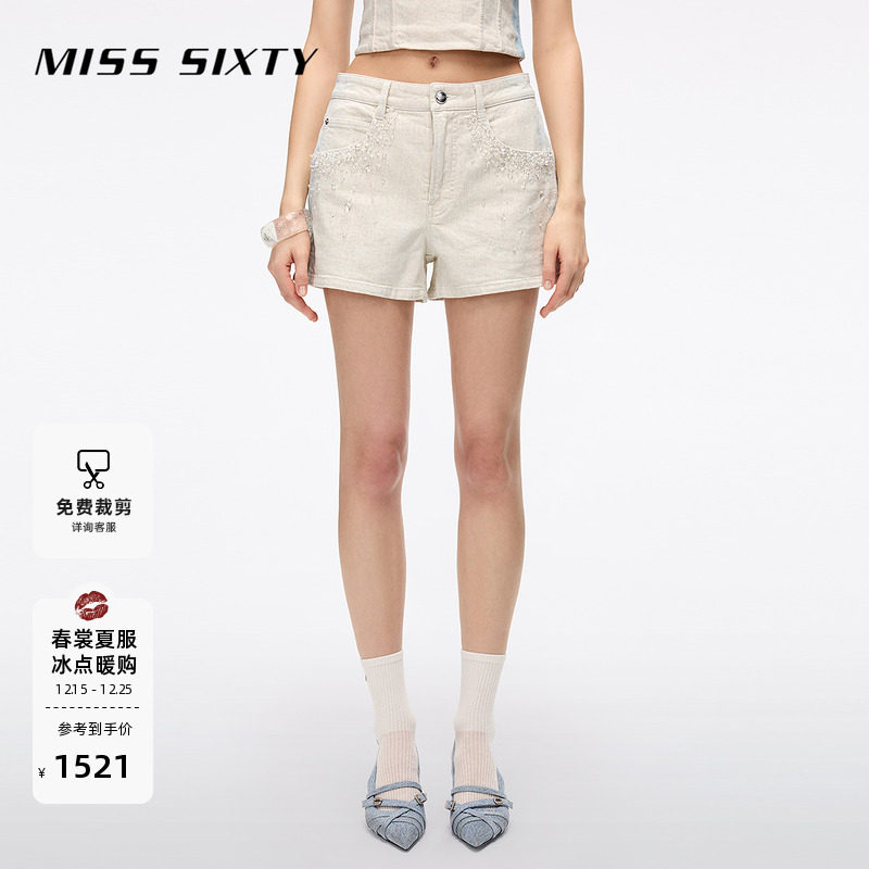 【进口牛仔面料】Miss Sixty2025夏季新款牛仔短裤女重