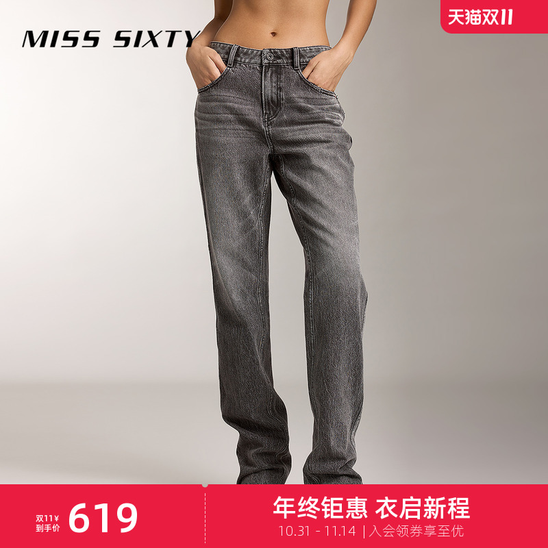 MissSixty黑灰色直筒牛仔裤