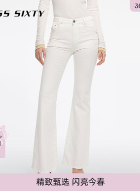 【免费改裤】Miss Sixty25春秋新款牛仔裤女白色修身微喇叭裤显瘦