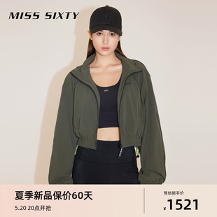 Sixty2024春季 Miss 新款 外套女可收连帽复古运动风宽松拉链短款