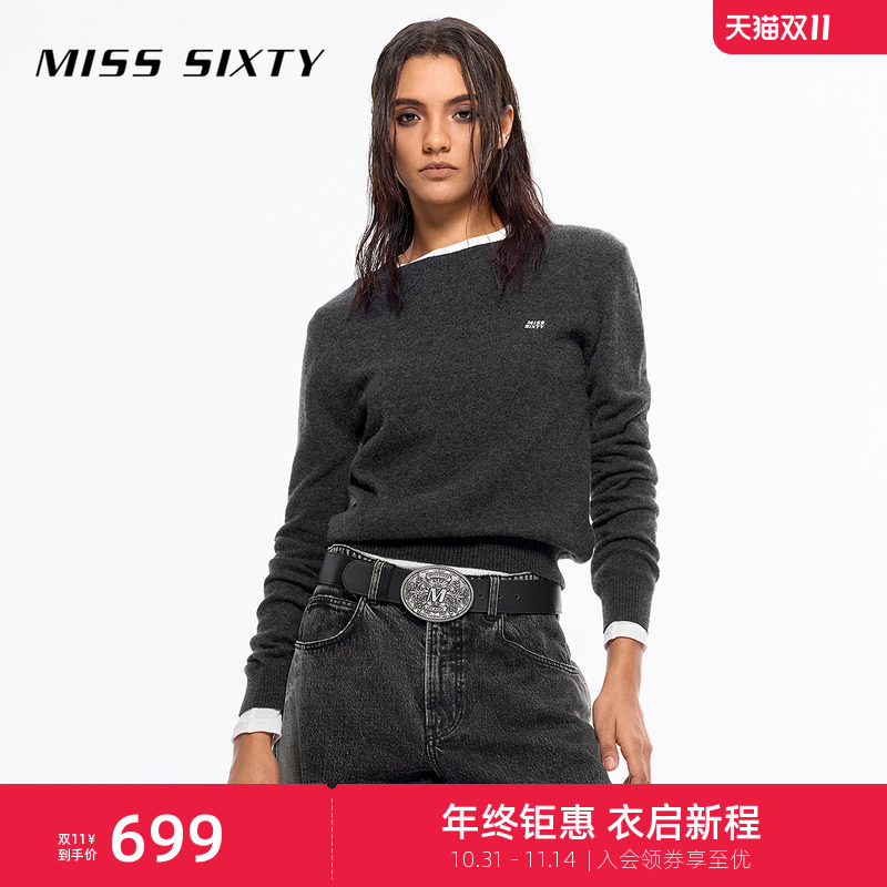 MissSixty圆领刺绣山羊绒针织衫