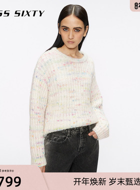 【保暖羊驼毛】Miss Sixty冬季长袖针织衫女圆领彩点毛衣