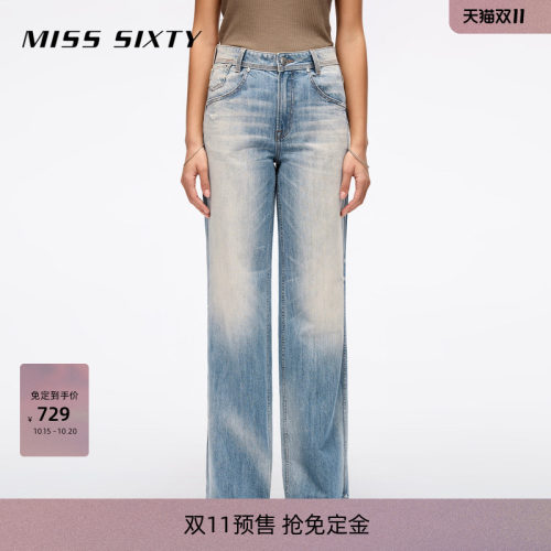 MissSixty做旧直筒牛仔裤