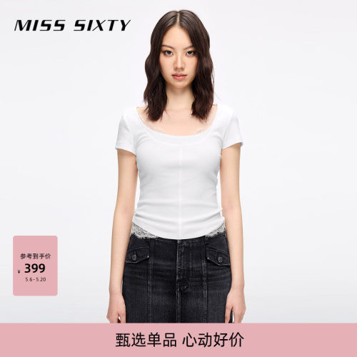 MissSixty蕾丝拼接短款T恤